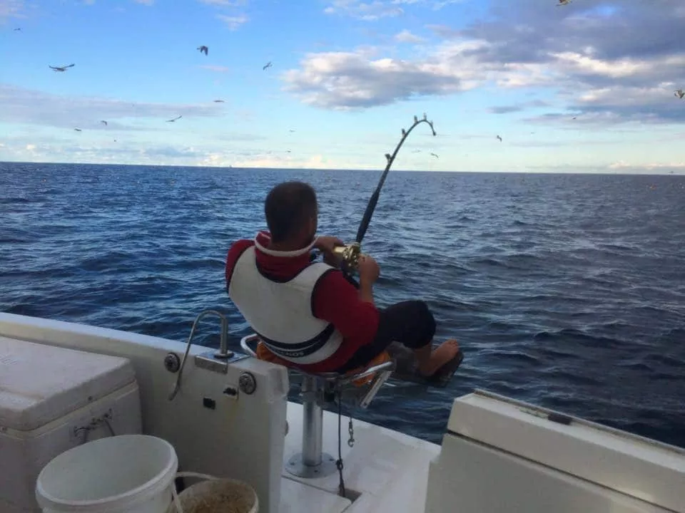 Fishing for big tuna from a boat on the Adriatic sea